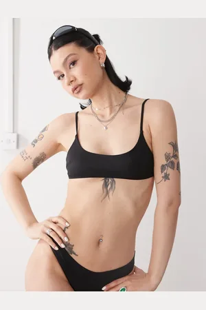 Monki – Mix and Match – Bikinioberteil in mit U-Ausschnitt und Rückenschnürung