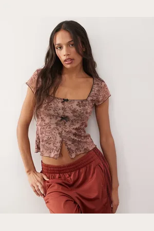 Reclaimed – Netzstoff-Top mit Paisley-Print und quadratischem Ausschnitt