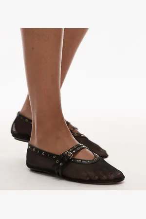 MANGO – Ballerinas aus Netzstoff in mit goldfarbenen Details