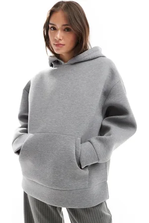 ASOS – Oversize-Kapuzenpullover in Anthrazit meliert mit Neopren-Optik