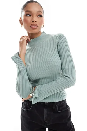 Threadbare – Hochgeschlossener Pullover in Salbeigrün