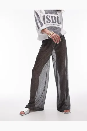 Topshop – Transparente Metallic-Hose in mit weitem Bein