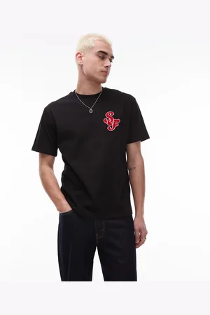 Topman – Schweres Oversize-T-Shirt in mit aufgesticktem Buchstaben auf Chenille-Print
