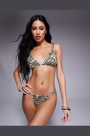 ASOS – Gia – Triangel-Bikinioberteil mit Animal-Print und hohem Trägeransatz