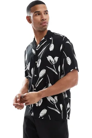 JACK & JONES – Kurzärmliges Hemd in geblümt mit Reverskragen