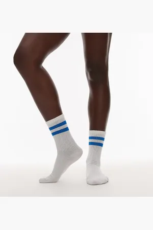 Topshop – Sportliche, gerippte Socken in und Kobaltblau mit Streifen