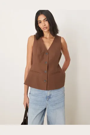 ASOS – Weste in Schokobraun mit Schößchen, Kombiteil