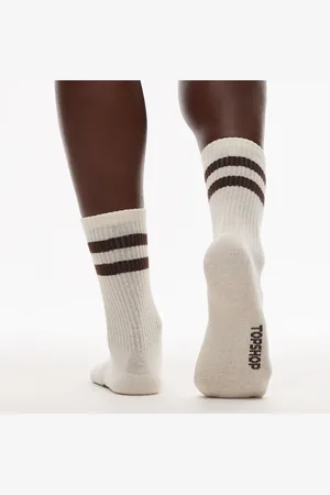 Topshop – Sportliche gerippte Socken in Schokobraun und Cremeweiß mit Streifendetail