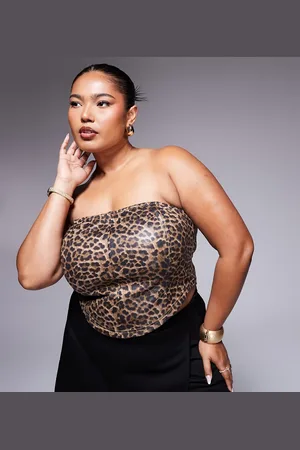 ASOS ASOS DESIGN Curve – Korsett-Oberteil in Lederoptik mit Leopardenmuster