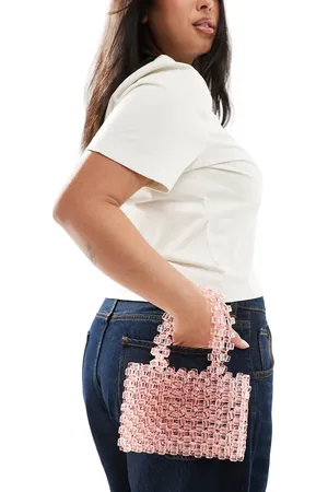 ASOS – Handtasche im Clutch-Stil in Rosa mit Perlen