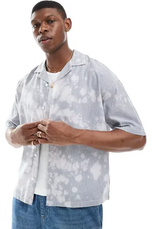 Pull&Bear – Hemd in Natur und Ecru mit Batikmuster