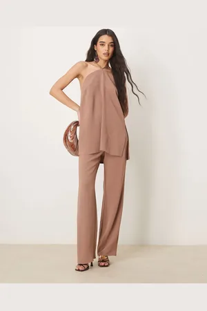 ASOS – Elegante Hose in Mokka mit geradem Bein, Kombiteil