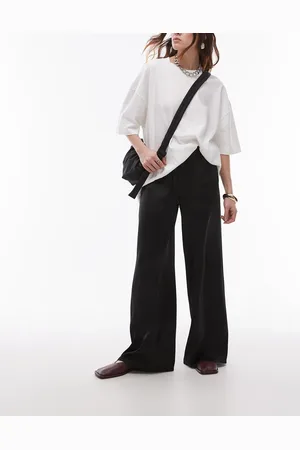 Topshop – Satinhose in mit Kordelzugbund und weitem Bein