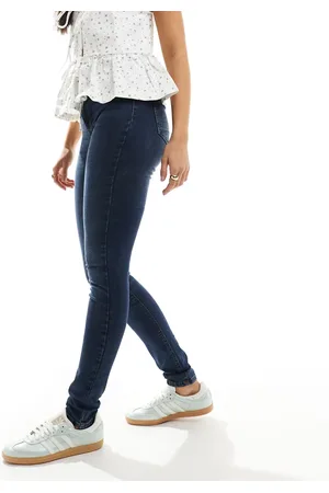 Noisy May – Callie – Enge Jeans in verwaschenem Dunkelblau mit hohem Bund