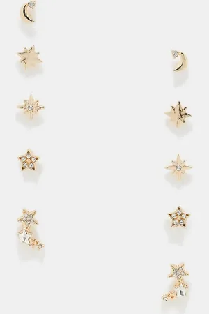 ASOS – Set aus 5 goldfarbenen Ohrsteckern mit Himmelskörper-Design