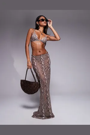 ASOS – Aimee – Strandrock aus Netzstoff mit Schlangenmuster