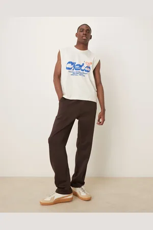 ASOS – Gerade geschnittene Jogginghose in brauner Neopren-Optik