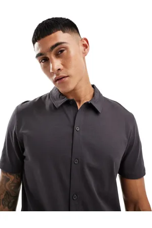 ASOS – Jersey-Hemd in Anthrazit