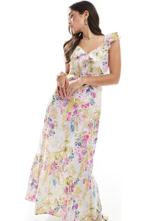 VERO MODA – Maxikleid mit buntem Blumenmuster und gerafftem Detail