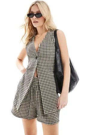ASOS – Strukturierte Longline-Weste mit Vichy-Karos, Kombiteil
