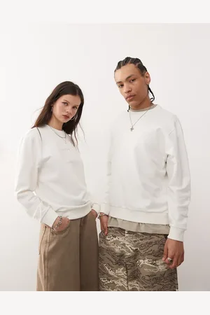 Vans – Basic-Sweatshirt in Wollweiß mit mittigem Logo und lockerem Schnitt