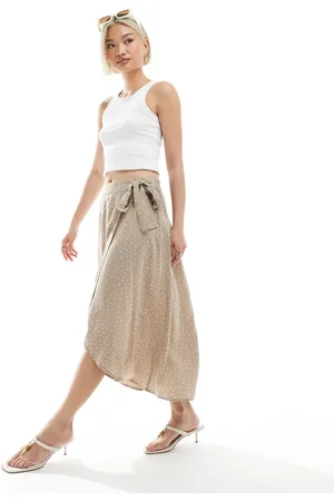 Pieces® – Midi-Wickelrock Geschirr-Beige mit Punkten
