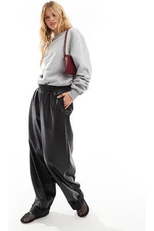 ASOS – Sweatshirt in meliertem Dunkelgrau mit Raffung