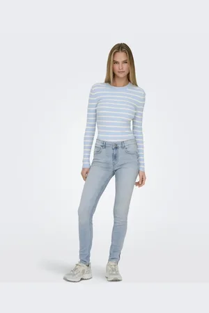ONLY – Jeans mit engem Schnitt in hellem Denim-Mittelblau