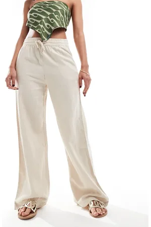 JDY – Hose aus Leinenmix in Steinbeige mit weitem Bein, Kombiteil
