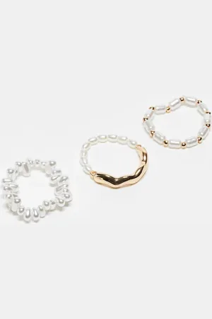 ASOS – 3er-Pack Ringe mit winzigen Zierperlen