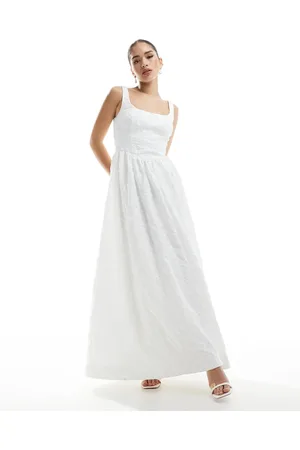 Forever New – Bridal – Maxi-Brautkleid aus Jacquard in Elfenbeinweiß