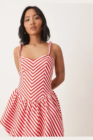 Forever New – Gestreiftes Minikleid in und Weiß mit Ballonsaum