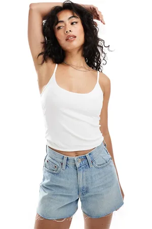 ASOS – Eng anliegendes, doppellagiges Camisole-Oberteil in Elfenbein