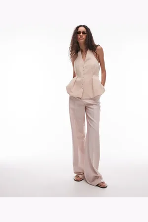 MANGO – Weit geschnittene Hose in Blassrosa mit Nahtdetails vorne, Kombiteil