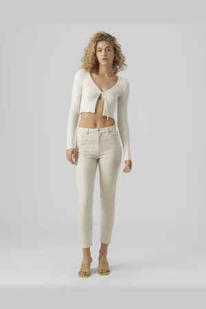 VERO MODA – Gerade geschnittene Jeans in Ecru
