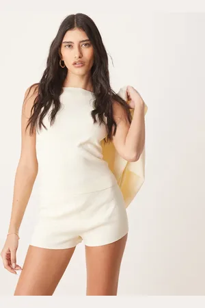 ASOS – Strukturierte Shorts aus Strick in Buttermilch, Kombiteil
