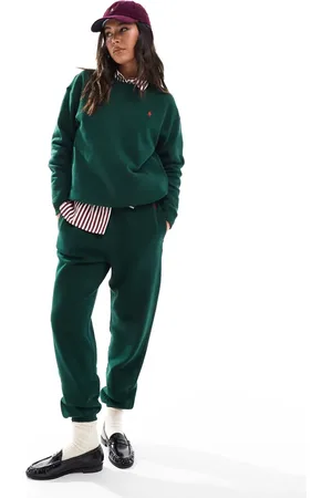 Ralph Lauren – Jogginghose in Dunkelgrün mit Markenlogo und Bündchen