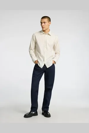 SELECTED – Straight-Fit-Jeans aus Denim in Dunkelblau