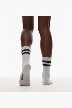 Topshop – Sportliche gerippte Socken in Schwarz und meliert mit Streifendetail