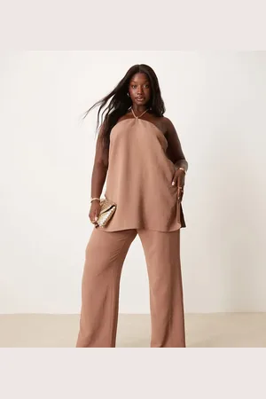 ASOS Curve – Elegante Hose in Mokka mit geradem Bein, Kombiteil