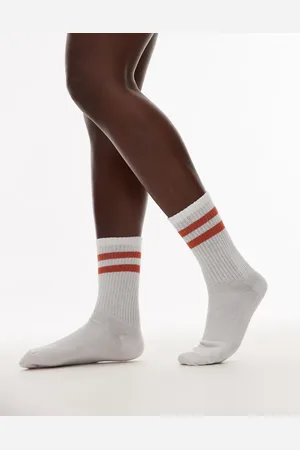 Topshop – Sportliche Socken in geripptem mit Streifendetail in Orange