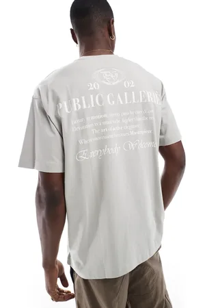 Cotton On Cotton On – Kastiges T-Shirt in Rauchgrau mit Print