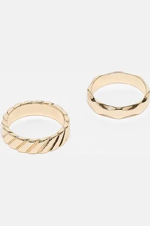 ASOS – 2er-Pack goldfarbene Ringe in geschmolzenem und geripptem Design