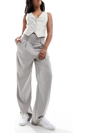 VERO MODA – Elegante, lässig und gerade geschnittene Hose in mit Nadelstreifen, hohem Bund und Gürtelschlaufen