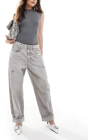 Pull&Bear – Jeans in verwaschenem mit Ballonbeinschnitt