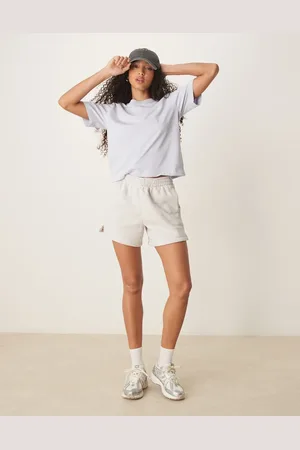 Abercrombie & Fitch – Essential – Longline-Shorts in Hellgrau mit mittelhohem Bund
