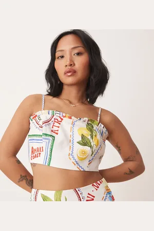 Forever New – Bandeau-Top mit Postkartenprint, Kombiteil