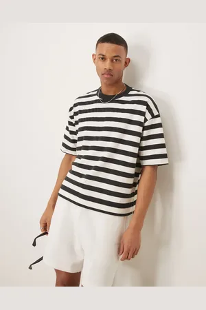 ASOS – Kastiges Oversize-T-Shirt in Schwarz und Weiß gestreift, 220 g/m² schwer