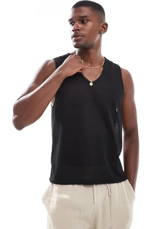 ASOS – Kastiges, körperbetontes Tanktop in mit Struktur und V-Ausschnitt