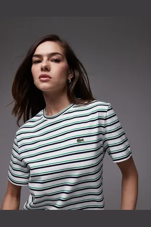 Lacoste – Oversize-T-Shirt mit Querstreifen in Grün, Schwarz und